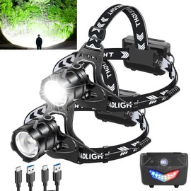 Foleto 2 Pack Rechargeable LED Headlamp, 150000 Lumens Super Bright Headlight with Motion Sensor