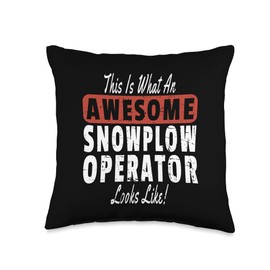 Snow Plow Driver Apparel and Gifts Vintage Awesome Snowplow Operator Quote Throw Pillow, 16x16, Multicolor