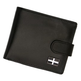 Genuine Black Leather Wallet with a Cornish Cornwall Flag Emblem
