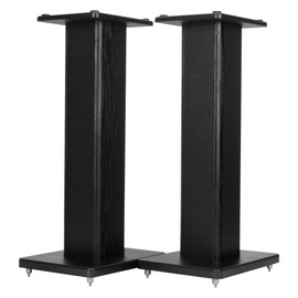 bimiti 24 Inch Speaker Stands Wood Grain Universal Floor Speaker Stands Pair Heavy Duty Surround Sound Speaker Monitor Stand for Home Theater with Sand Filling Tuning Function - Black