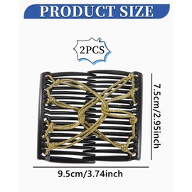 BNREOZA 2 Pieces Elastic Hair Comb, Magic Elastic Comb, Elastic Hair Claw, Elastic Double Rope Hair Comb, Multipurpose Hair Accessories for Women and Girls Hairstyles, DIY Hair Styling Tools
