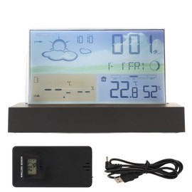 Weather Clock Transparent ABS Wireless Multifunctional Temperature Alarm Clock with Color Screen