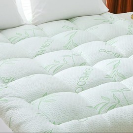 Mattress Topper Queen Size, Extra Thick Viscose Bamboo Pillow Top Mattress Pad, Soft Waterproof Mattress Cover 1000GSM Filling with Deep Pocket