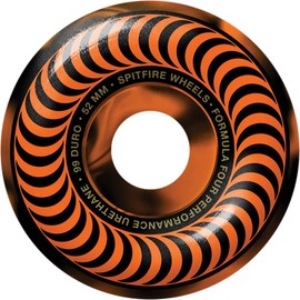 52mm Spitfire Wheels Formula Four Classic Swirl Black/Orange Skateboard Wheels - 99a with Viper Strike Skateboard Bearings 8mm Precision ABEC 7 Skateboard Bearings - Bundle of 2 Items
