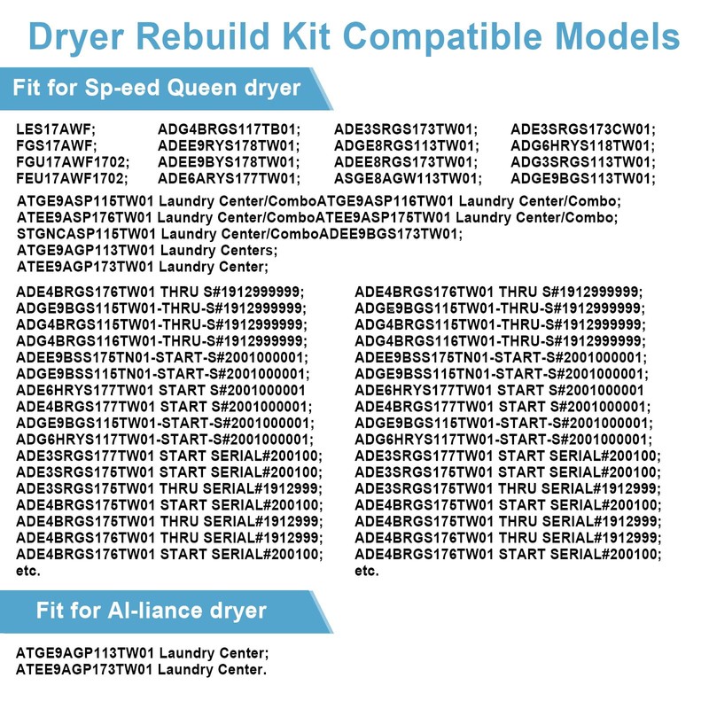 Upgraded Dryer Rebuild Kit Compatible with Speed Queen 1992 &