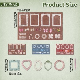 JIEYUMAO 70Pcs Vintage Cutout Lace Scrapbook Paper, Various Styles Scrapbook Window Frame Cutout with Tweezers, Retro Scrapbook Cutout Paper Vintage Lace Paper for DIY Journaling Album Scrapbook