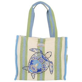 Sun 'N' Sand Sea Turtle Canvas Beach Tote Bag One Size Green multi