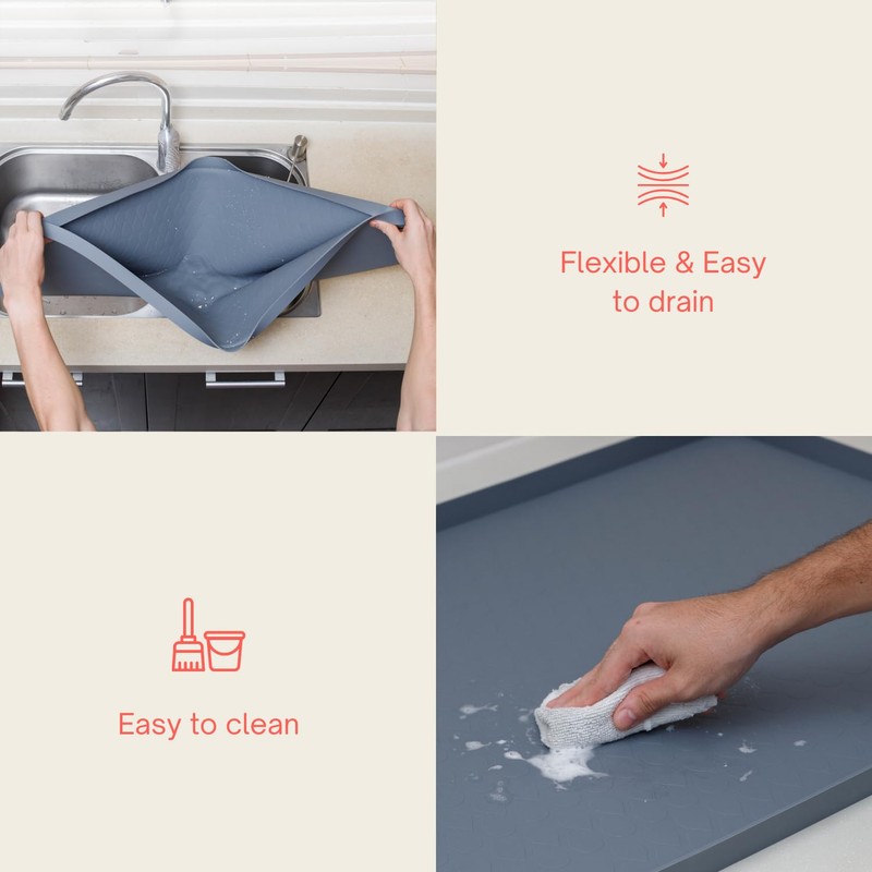 3 in 1 SET: Under Sink Mat with Cutout for