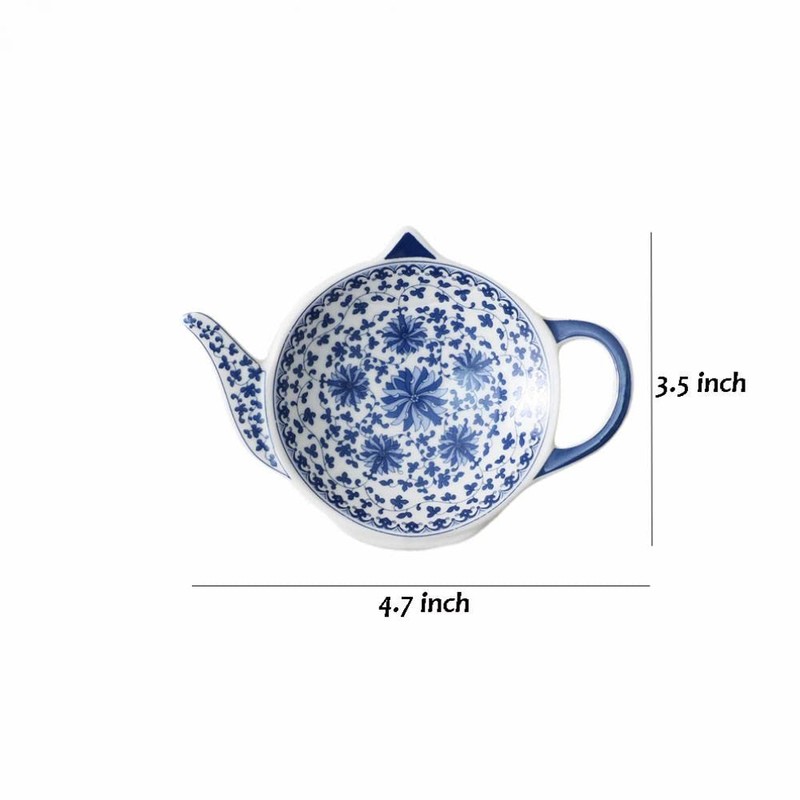 Sizikato 4pcs Blue and White Porcelain Tea Bag Holder Tea
