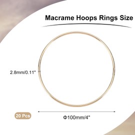 sourcing map 20 Pcs Dream Catcher Rings,Metal Craft Hoops Floral Hoops 4 Inch Macrame Hoops Rings for DIY Crafts Wreath Making Supplies Plant Hangers,Gold