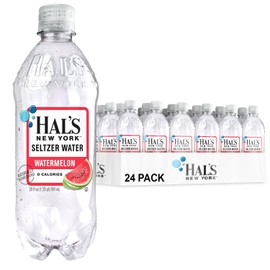 Hal's New York Seltzer Water, Watermelon Sparkling Water, 20 Fl Oz Bottles (Pack of 24)
