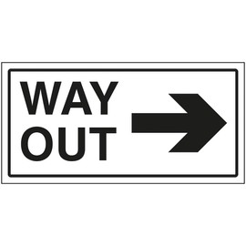 VSafety Way Out Arrow Right Sign - 300x150mm - 2mm Super Strong PETG