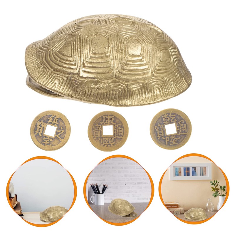 ABOOFAN 1Set Copper Turtle Shell Decoration Wealth Craft Ornament for