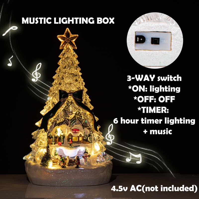 hvfun 13in Large Christmas Tree Music Box-with Color Changing Light