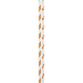 JAM PAPER Color Paper Straws - 7 3/4 x 1/4 - Orange Stripes & Dots - 24/pack