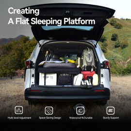 Letsenjoy Folding Camping Cot for Universal SUV Truck MVP,Car Bed with Adjustable Leg and Length 600D Oxford Non Inflatable Air Mattress,Sleeping Platform for Traveling Black(Short Legs)