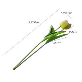 Mandy's 20pcs Light Yellow Flowers Artificial Tulip Silk Fake Flowers 13.5" for Christmas Centerpiece Mother's Day Easter Valentine’s Day Gifts in Bulk Home Kitchen Wedding Decorations