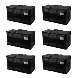 ZOBER Extra Large Moving Bags, Heavy-Duty Water-Resistant Storage Bags with Dual Zippers & Carrying Handles, 6 Pack, 27"L x 14"W x 15"H