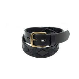 GauchoLife Polo Belt Hand-Stitched leather belt (Black/Black, 36)