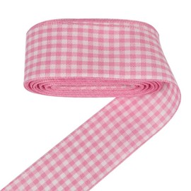 Cinta de cuadros a cuadros para envolver regalos, fiestas, bodas, decoración de Navidad (rosa claro, 1 pulgada (25 mm) x 5 yardas)
