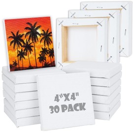 JMIATRY 30PCS Mini Canvas 4x4 Inch Mini Canvases for Painting Mini Canvas Bulk Set For Party Decoration, Oil, Acrylic Drawing, and Gouache Painting