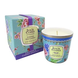 Julie Clarke Irish Scented Hand Poured Candle 100% Natural Vegan Wax Botanic Lavender and Garden Angelica Bone China Jar 30 Hours Burn Time Made in Ireland