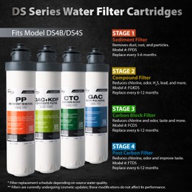 iSpring F4DS 6-Month Replacement Supply Filter Cartridge Pack Set for DS4B & DS4S, Sediment, Compound, Carbon Block and Post Carbon Filter (Pack of 1)