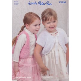 Wendy Peter Pan Chunky Knitting Pattern for Girls Bolero Waistcoat & Shrug (P1296)