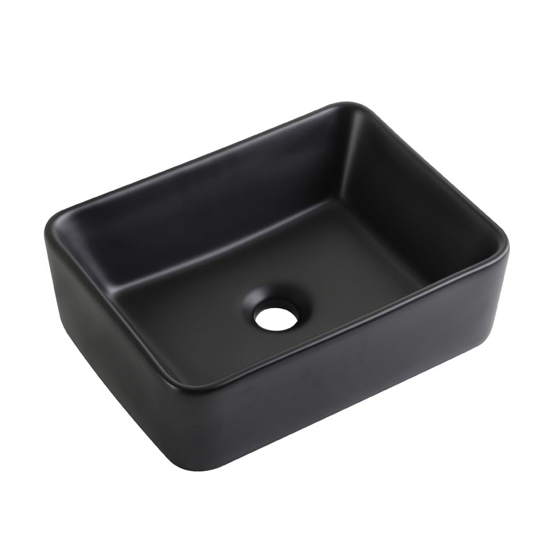 KARAMAG Black Vessel Sink Rectangle 16"x12" Bathroom Sink Rectangular Modern