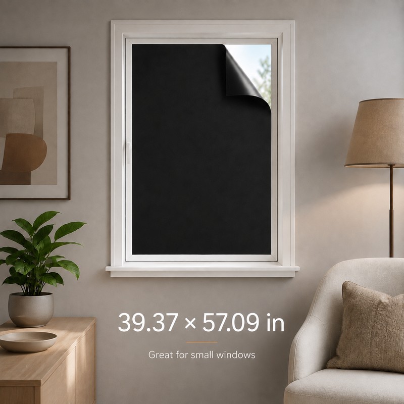 100% Blackout Window Privacy Film – Cut-to-Fit Opaque Light Blocking