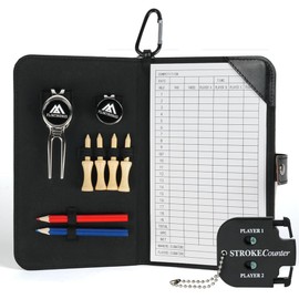 flintronic Golf Scorecard Holder Set of 7, Leather Golf Scorecard Holder, Scorecard Holder with Pen Bow, Gift for Golfers