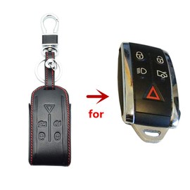 Happyit Leather Car Key Cover Case Keychain for Jaguar XK XF XJ8 XK8 XRR 2007-2011 2012 2013