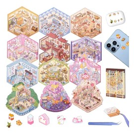 20 Hojas Diy Escena De Pegatinas Con Pinzas, 3d Calcomanías