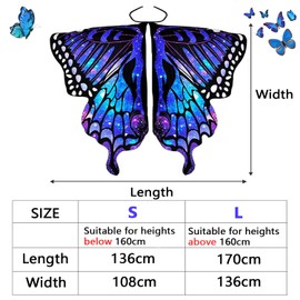 KEELYY KEELYY Schmetterling Kostüm Damen, 3er Schmetterlingsflügel Set, Schmetterling Umhang mit Haarreif und Gesichtsmaske, Faschingskostüme Damen Umhang Verkleidung für Karneval Fasching Cosplay Party