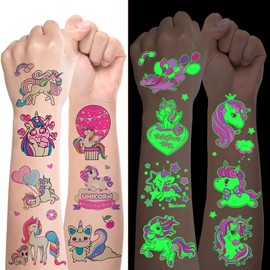 20 Sheets Unicorn Tattoos Girls, Luminous Children's Tattoo Girls, Unicorn Advent Calendar Filling Children Girls, Tattoos for Children Unicorn Birthday Decoration, Small Gifts Advent Calendar