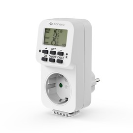 Sonero digitales Thermostat Steckdose, Temperaturregler, Heizung, Kühlung, zeitgesteuert mit internem Fühler, für Terrarium, Gewächshaus, Räucherofen, als Frostwächter, 3600 Watt, weiß