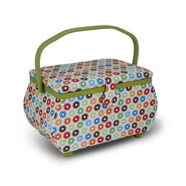 Dritz Sewing Basket Circle 12.75X7.75, Large, Multicolor Retro
