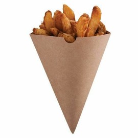 LGT 50 x Classic Brown Chip or Food Cones/Holders. Recyclable. Disposable. Food Safe. with or Without 50 x Wooden Chip Forks. (50 x Chip Cones + 50 x Wooden Forks)