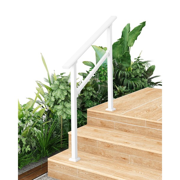 GarveeTech Hand Rails for Outdoor Steps, Metal Stair Railing Handrail,