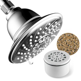 Hotel Spa HOTEL SPA - Shower Head High Pressure with Shower Filter - 6 Inch Rain Shower Head - Enriched KDF, Showerhead Filter for Hard Water, 6-Setting, Ultra-Luxury, Showerspa (Chrome)
