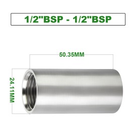 TAISHER Pack of 2 Stainless Steel Pipe Fittings, 1/2 Inch BSP x 1/2 Inch BSP Female Thread, 50 mm Length Nipple Cast Pipe, for Water, Oil, Air Gas