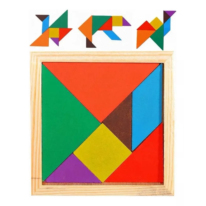 Tangram 10 Tangramas De Madera Juego Material Didáctico Rompecabezas