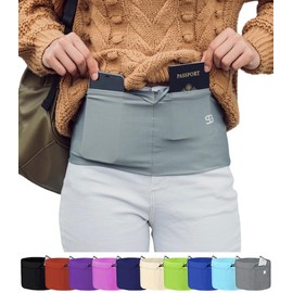 StashBandz Unisex Travel Money Belt, Running Belt, Fanny and Waist Pack, 4 Large Security Pockets and Zipper, Fits All Size Phones Passport and More, Small