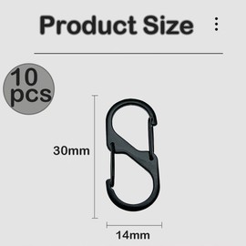 Pack of 10 Carabiner, Key Carabiner, Small Carabiner, S Carabiner, Mini Carabiner Keyring, S Outdoor Camping Hooks for Camping, Home, Hiking or Travel