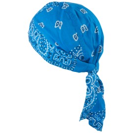 fashionchimp Zandana 100% Cotton Bandana Head Scarf Biker Scarf for Men and Women Pattern Print, Soft turquoise paisley