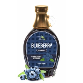 Green Jay Gourmet Sugar Free Blueberry Syrup - No Sugar Premium Breakfast Syrup with Fresh Blueberries & Lemon Juice - All-Natural, Non-GMO Pancake Syrup, Waffle Syrup & Dessert Syrup - 12 Ounces