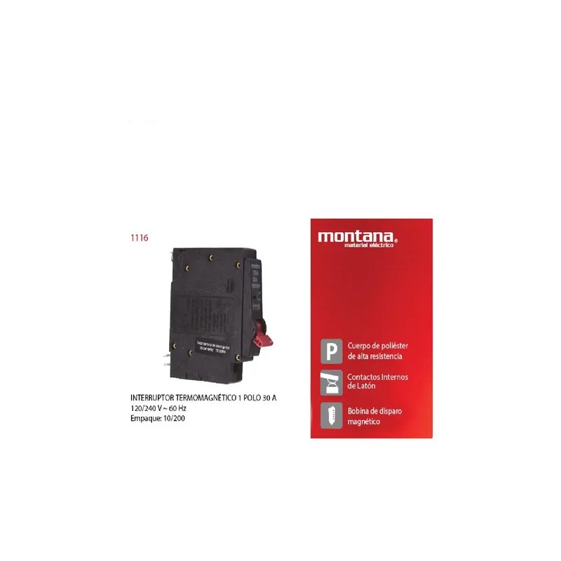 Pastilla Interruptor Termomagnético Montana Premium (1pz)
