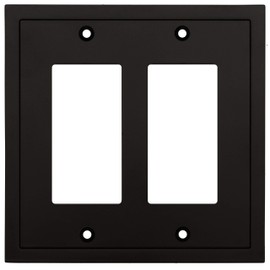 Modern Edge Decorative Wall Plate Switch Plate Outlet Cover, Durable Solid Zinc Alloy (Double Decorator, Matte Black)