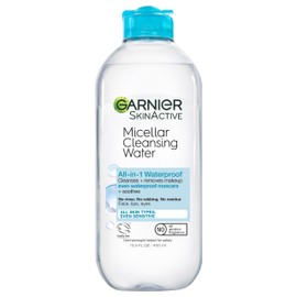 Garnier Micellar Water For Waterproof Makeup, Hydrating Facial Cleanser & Makeup Remover, Suitable for Sensitive Skin, Vegan, Cruelty Free, 13.5 Fl Oz (400mL), 1 Count