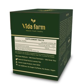 VIDA FARM 100 Premium Guava Leaf Tea Bags, Zero Sugar Tea, Handpicked, 100% Pure and Natural Guava Leaves, Dried Guava Leaves Tea, Non-GMO, No Caffeine, Gluten-Free, Vegan